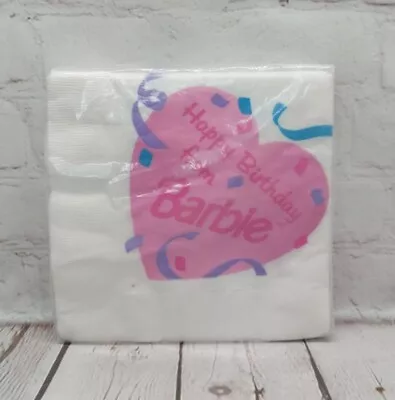 Vintage Happy Birthday From Barbie Heart Napkins 16ct 1994 PartyExpress Hallmark • $4.99