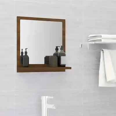 Bathroom Mirror With Shelf Multi Wood Wall Mounted With Cosmetics Shelf Storage • £19.99