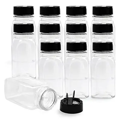 RoyalHouse 12 Pack 9.5 Oz Plastic Spice Jars With Black Cap Oz 12 Pack  • $23.77