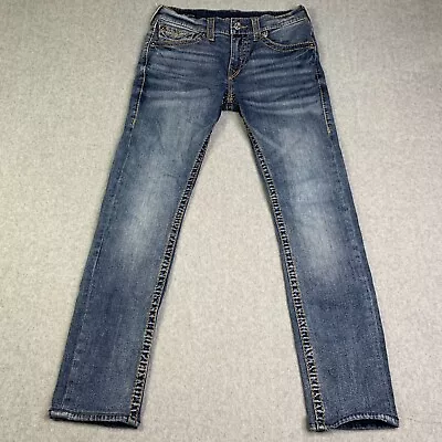 True Religion Jeans Mens 30x30* Rocco Relaxed Skinny Blue Distressed Denim Mens • $35.50