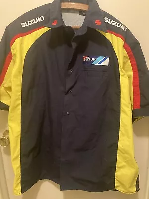 Vtg Team Suzuki Motorcycle Mechanics Shirt XLarge Motorsports Racing Authentic • $30