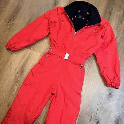 Womens Bogner Ski Suit Snowsuit One Piece Snow Bib Red Vintage Apres Retro USA 8 • $149.99