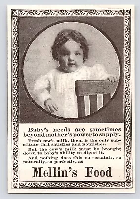 1880s~Mellin's Food~Baby Milk Supplement~Infants~Victorian~Antique Print Ad • $7.99