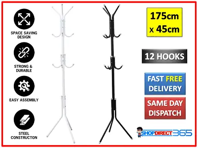 Coat Stand Garment Hook Rack Metal Jacket Umbrella Hat Tree Standing Hanger 32-4 • £8.99