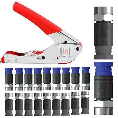 Compression F Connectors & Compression Tool For Sky AERIAL CT100 & CT63 TWIN RG • £16.99