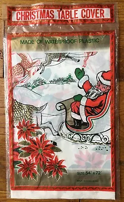 Vintage CHRISTMAS Holiday 54 X 72 Plastic Table Cloth Cover NEW SEALED Hong Kong • $6.95