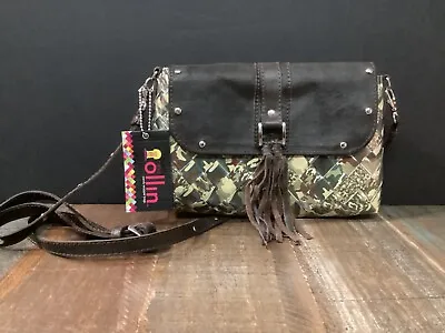 New NAHUI OLLIN Candy Wrapper Bags Camo W/ Brown Leather Studs Crossbody Purse • $25