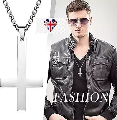 Inverted Upside Cross Necklaces Pendant Chain Down Cross Satan  • £4