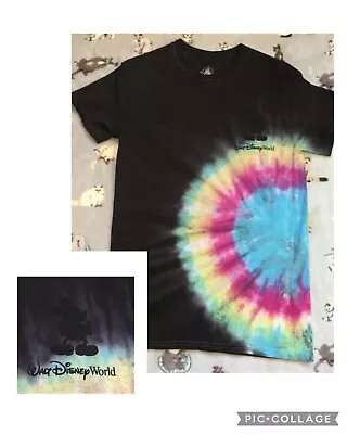 Disney Tie-Dye T-Shirt Adult Unisex S Black Mickey Mouse Summer Colorful Top • $14.87