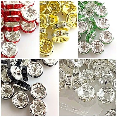 $4.99 • Buy Czech Crystal Rhinestone Rondelle Spacer Beads Gold Silver Green Red Wavy 15pcs