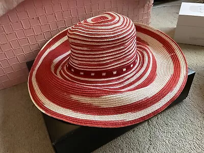 Missoni Mare RED/ WHITE Striped Straw Hat BEAUTIFUL • $199