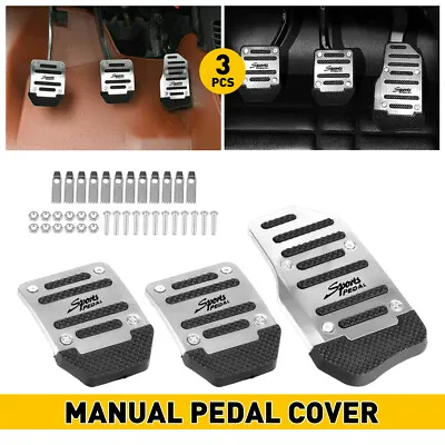 $10.99 • Buy Silver Non-Slip Manual Gas Brake Foot Pedal Pad Cover Car Accessories Parts 3Pcs