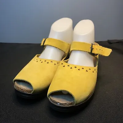 Euc Us11/eu41 Mephisto Mobils Air Relax Yellow Suede Sandals Heels Shoes • $35.71