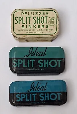 3 Vintage Split Shot Fishing Sinker Tins - 2 Ideal & 1 Pflueger • $16.98