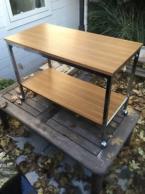 Vintage Tea Drinks Trolley. Metal Frame. Veneered MDF Shelves. Chrome Castors.  • £12