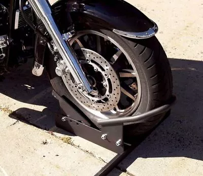 Motorcycle Wheel Chock Trailer Truck Box DIY Steel Black Road Trip Sturgis Camp • $127.97