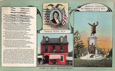 $8.75 • Buy Frederick MD Maryland Francis Scott Key Home Grave Statue C1913 Vtg Postcard S1