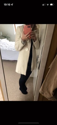 £25 • Buy Naf Naf Cream Wool Coat Size 8