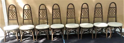 Vintage Mid Century Set Of 8 Bamboo Tall Arch Backrest Dining Chairs • $800