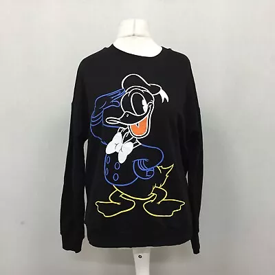 George Mickey Mouse Sweatshirt Womens Uk 12-14 Jumper Black • £5.99