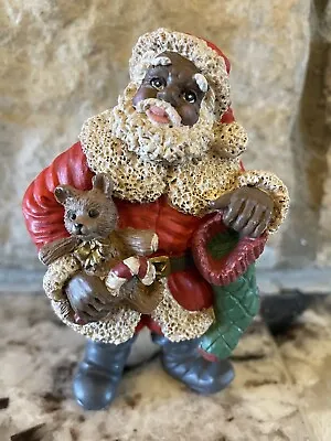 Midwest Importers African American Santa Claus W/Teddy Stocking Christmas Figure • $9.95
