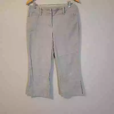 CABI Style# 491 Linen Blend Cropped Pants Womens 6 GRAY Stretch Capris • $24.88