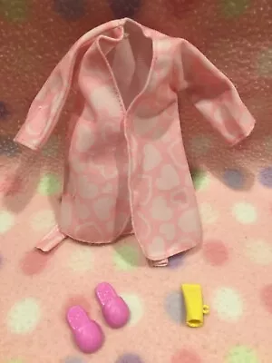 Barbie Doll Dollhouse Fabric Bathrobe Slippers & Lotion Accessory Mattel New! • $10.49