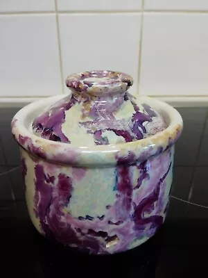 Handpainted Purple Unique Pearlescent Marble Ceramic Lidded Trinket Pot Gift  • £10