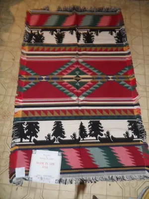 Vintage Crown Crafts Southwest Design Decorative Rug--100% Cotton--made In Usa • $14.99