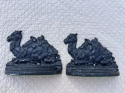 Set Of 2 Vintage Cast Iron Camel Bookends / Door Stops Black • $39.99