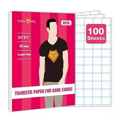 100 Sheets Bulk Inkjet Printable Heat Transfer Paper DARK Cotton Iron-on 8.5x11 • $69.97