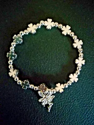 Elegant Silver Stretch Stacking Bracelet Gift Fairy Charm. • £4.50