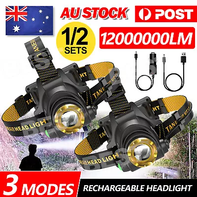 12000000lm USB Rechargeable Headlamp Headlight Head Torch Lamp Flashlight LED AU • $12.85