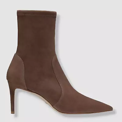 $595 Stuart Weitzman Women's Brown Stuart 75 Suede Ankle Boot Shoes Size 7.5 • $190.78