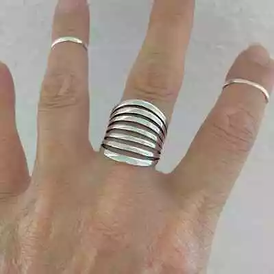 Wide Band 925 Sterling Silver Band &Large Statement Ring Handmade Ring All Size • $12.34