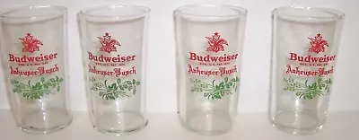 Vintage Small Budweiser Tumbler Glasses Set Of 4 Nickel Beer 4.25  Tall • $26