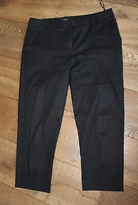 Ladies NEXT Tailered Black Work Smart Office Cropped Trousers Front Seam Size 14 • £4.99