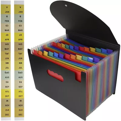 File Organiser Expanding File Document Folder Organiser 24 Pocket A4 Accordion • £10.90