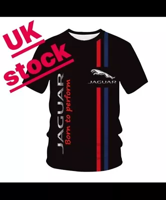 UK Stock New Jaguar Logo 3D Print Black T-shirt Breathable Material Size M • £22.99