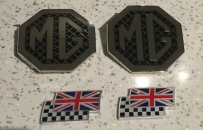 MG ZR Mk1 Badge Upgrade Front Grille Rear & 2 Chequered And Union Jack Flags • £16.49