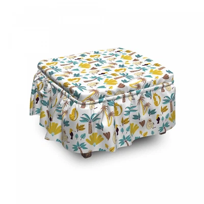 $49.99 • Buy Ambesonne Tropical Design Ottoman Cover 2 Piece Slipcover Set And Ruffle Skirt