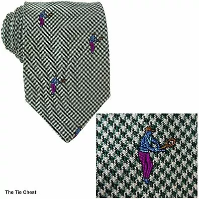 Tennis Silk Tie Sports Houndstooth Necktie Made In Italy • $11.25