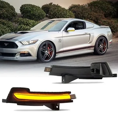 For 15-22 Ford Mustang Sequential Amber LED Side Mirror Turn Signal Lights Lamp • $45.99