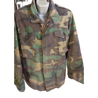 Vintage Corinth M-65 Military Army Field Jacket Woodland Camo Coat Medium BXD • $62.81