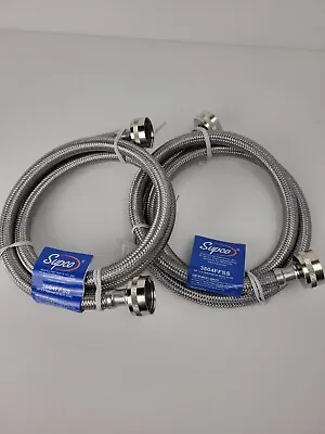 Washing Machine Hose 3804FFSS Supco Washer 3/8'' X 4' Stainless Steel Lot Of 2 • $6.77