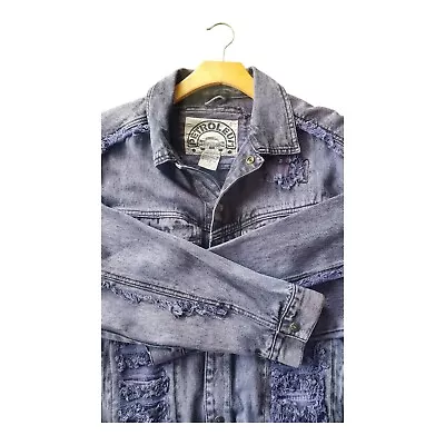 Vintage Petroleum Classics Purple Patchwork Denim Jacket Acid Wash Size Large • $149.99