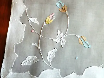 8 Beautiful Vintage  MADEIRA Linen Organdy Appliqué Placemats Pastel • $138