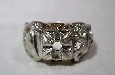 Vintage 10K Yellow White Gold Men's Masonic Ring Size 11 K1696 • $999