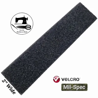 Morale/Military Patch Sew-On Loop Panel 2” Wide X 12” (Inch) VELCRO® Brand-Black • $3.48