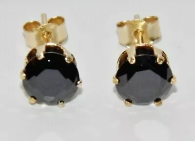 9ct Gold 1.00ct Black Diamond Single Stone Solitaire Stud Earrings - Simulated • £20.95